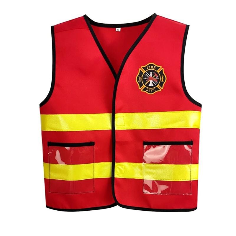 2/6pcs Washable Kids Fireman Costume for Kids,Boys,Girls,Toddlers,and Children with Complete Firefighter Accessories