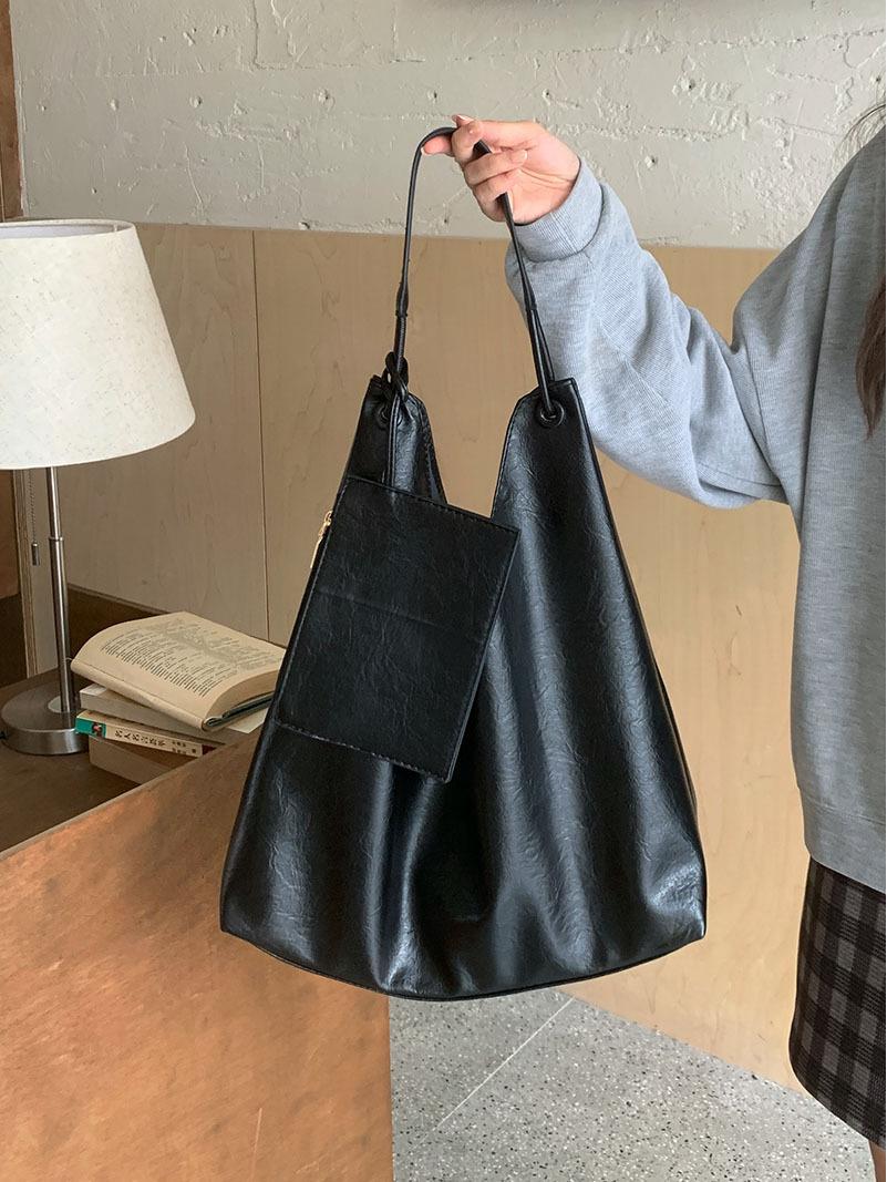 Модная корейская женская сумка-тоут 2025 года большой вместимости - Подмышечная одноплечевая сумка-ведро