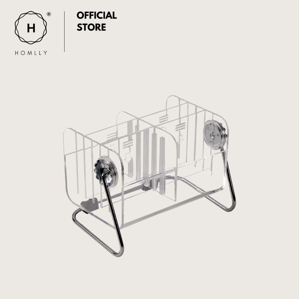 HOMLLY Acrylic Phone Remote Control Grid Organiser Storage Box With 360 Rotating Stand