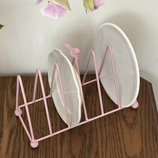 Plate Storage Rack, Durable Iron Dish Display Stand, Anti-Slip Certificates Cookbooks Organizer, for Plates Cutting Boards Tiles Plaques Trays