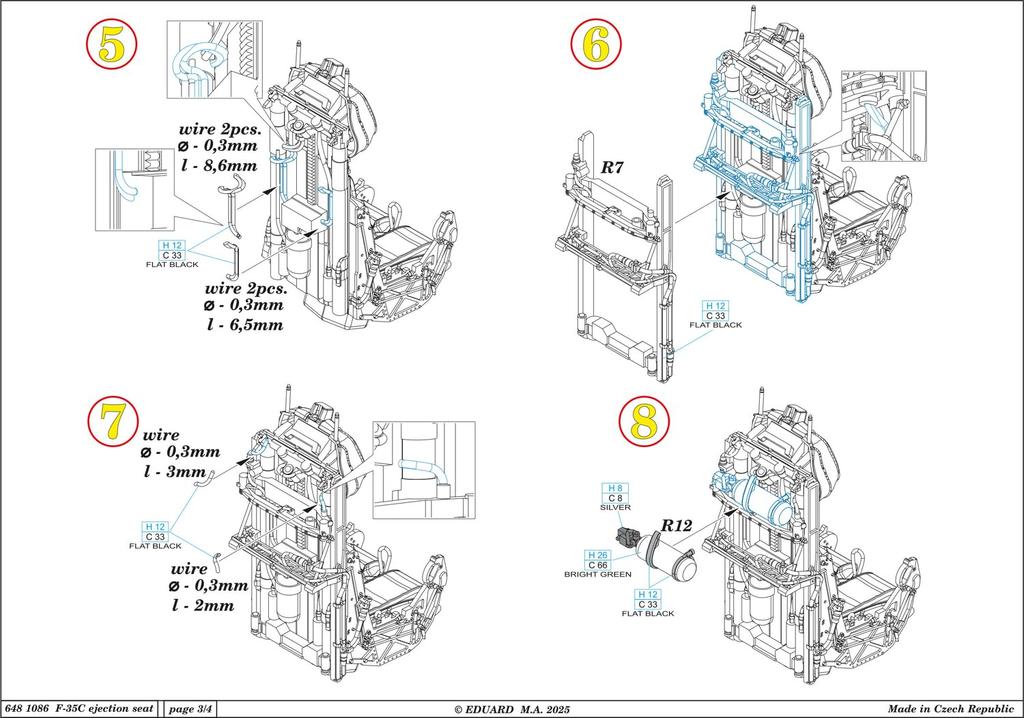 Eduard 1/48 Brassin F-35C Ejection Seat (for Tamiya) Plastic Model Kit Parts EDU6481086 (Airplane)