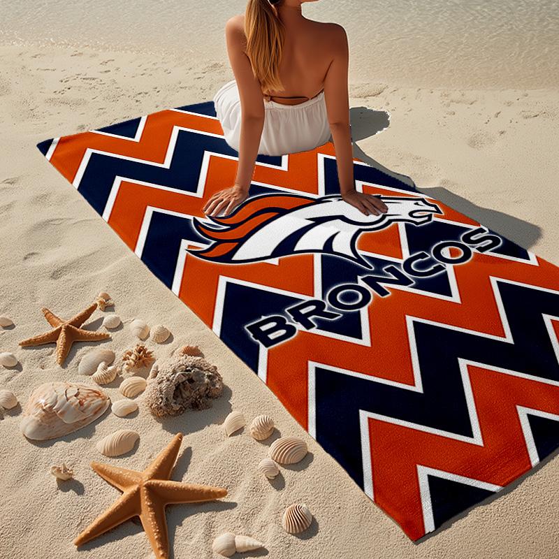 Denver Broncos Microfiber Beach Towel, Lightweight And Quick-Dry, for Summer Travel, Beach Essential, Swimming Pool