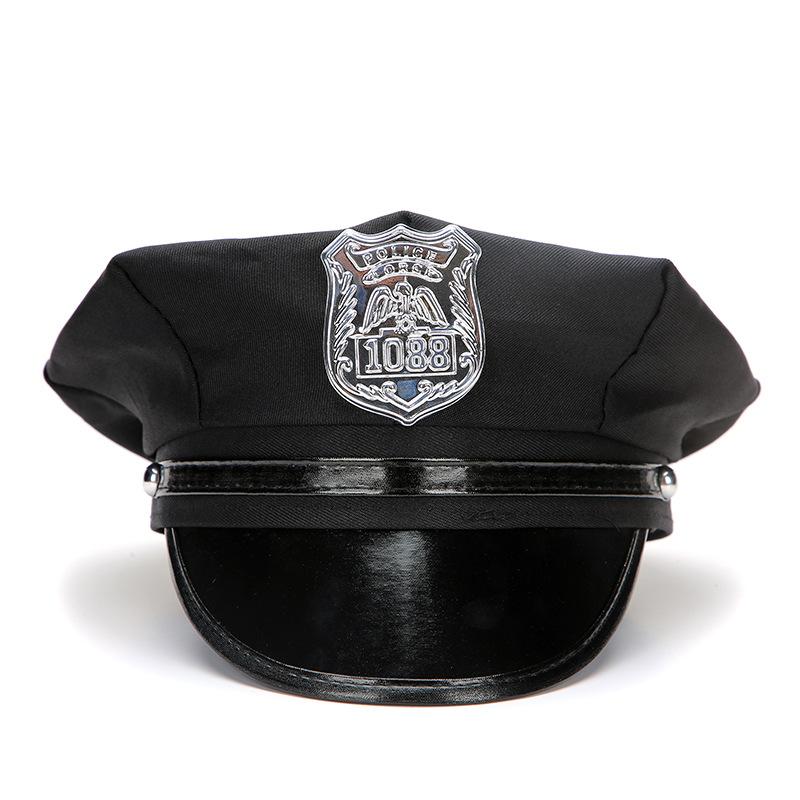 

Шляпа Черная с пайетками Хэллоуин Кос полицейская реквизит шляпа Сценическая шляпа Брата