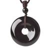 Natural Obsidian Peace Pendant with Rainbow Eyes, Obsidian Keychain, Black Crystal Necklace for Men and Women