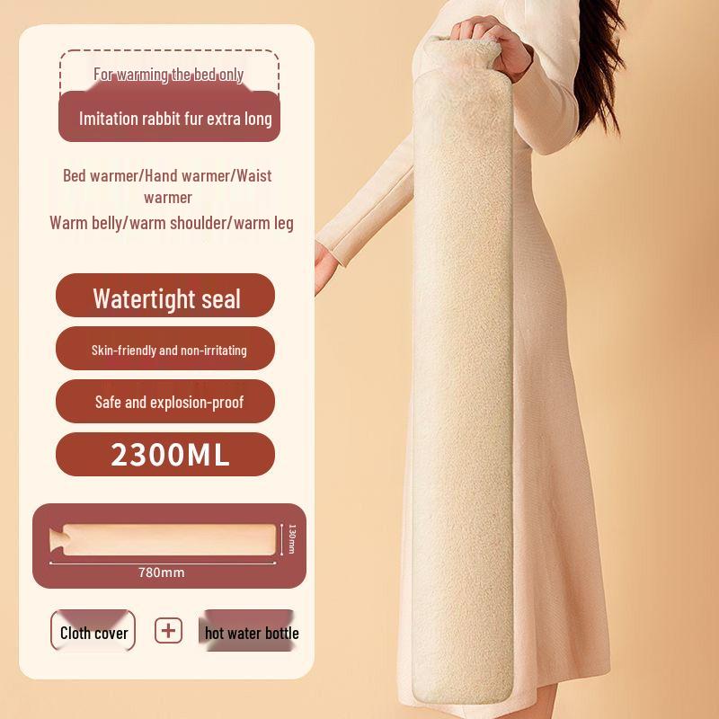 Extra Long Hot Water Bottle for Bed - Thickened Design for Warm Feet and Sleep Comfort