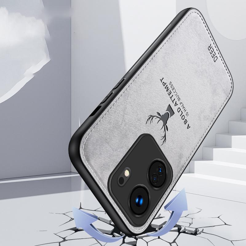 For Xiaomi Redmi 13C 4G/Poco C65 4G Phone Case Deer Pattern Cloth Textured Anti-Slip
