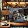 Cat Pattern Square Pillow Cover 18X18 Inches Single-Sided Printed Pillow Cover Home Pillow Cover Living Room Decoration