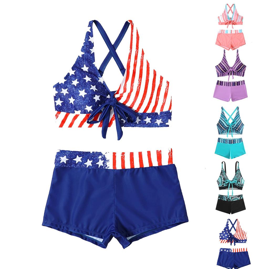 Women's Split Fashion Sexy Bikini Print With Breast Pad Without Steel Bracket Swimsuit
