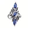 Huitan Marquise Shaped Design Women Opening Ring Inlaid Bright Black/Blue CZ Elegant Wedding Accessories Trendy Party Jewelry