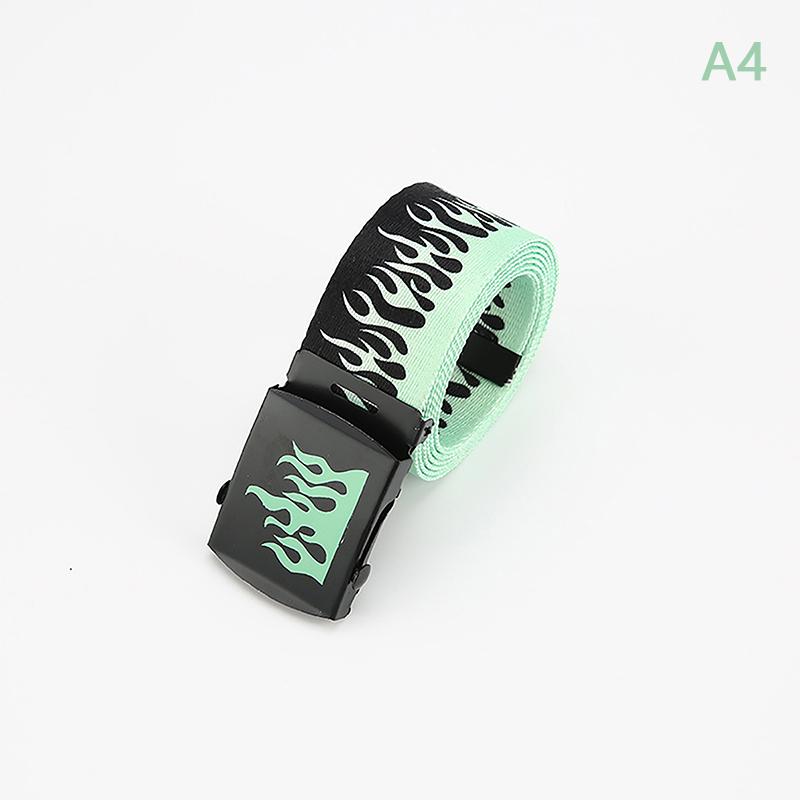 Hip Hop  Men'S Canvas Belt Personalized Casual Flame Belt Designer Belts For Women Cowboy Strap Punk