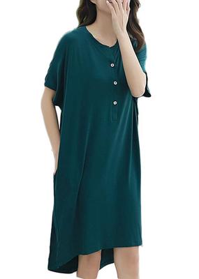 Maternity Nursing Maternity Long Maternity Room Knee Long Short Open 1 Size Dark Green [Aika] Clothes, T-Shirt, T-Shirt, Dress, Pajamas, Wear, Thin,