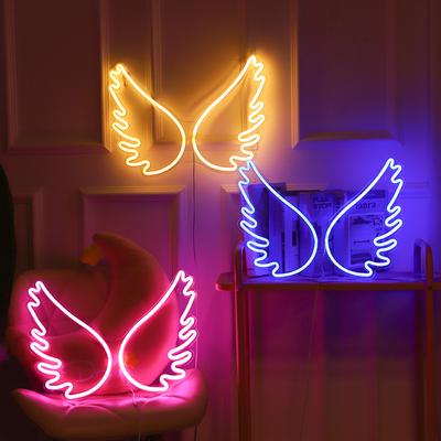 XYXP Ali di Fata Luci al Neon Ala d'Angelo Matrimonio Alimentazione USB Acrilico LED Decorazione da Parete Ragazza Bambini alla Stanza Con Cartello Regalo