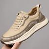 Thick Sole Walking Vulcanized Shoes Hard-Wearing Male Footwear Fashion Casual Shoes Genuine Leather Antiskid Sneakers Breathable