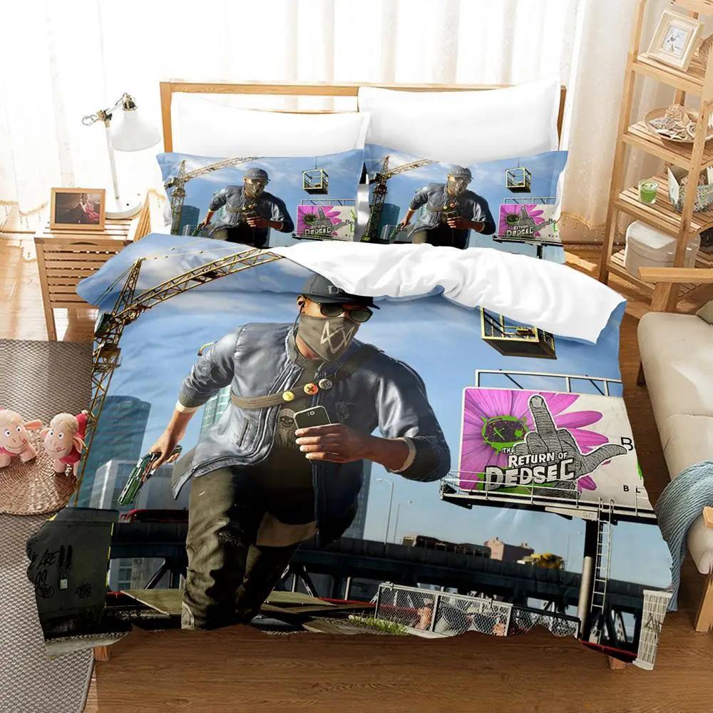 

3D Печать Игра Watch Dogs Постельное Белье Односпальный Полуторный Двуспальный Кинг-сайз Комплект Постельного Белья Взрослый Детский Спальня Комплекты Пододеяльников Домашний Текстиль EU Twin 135x200cm