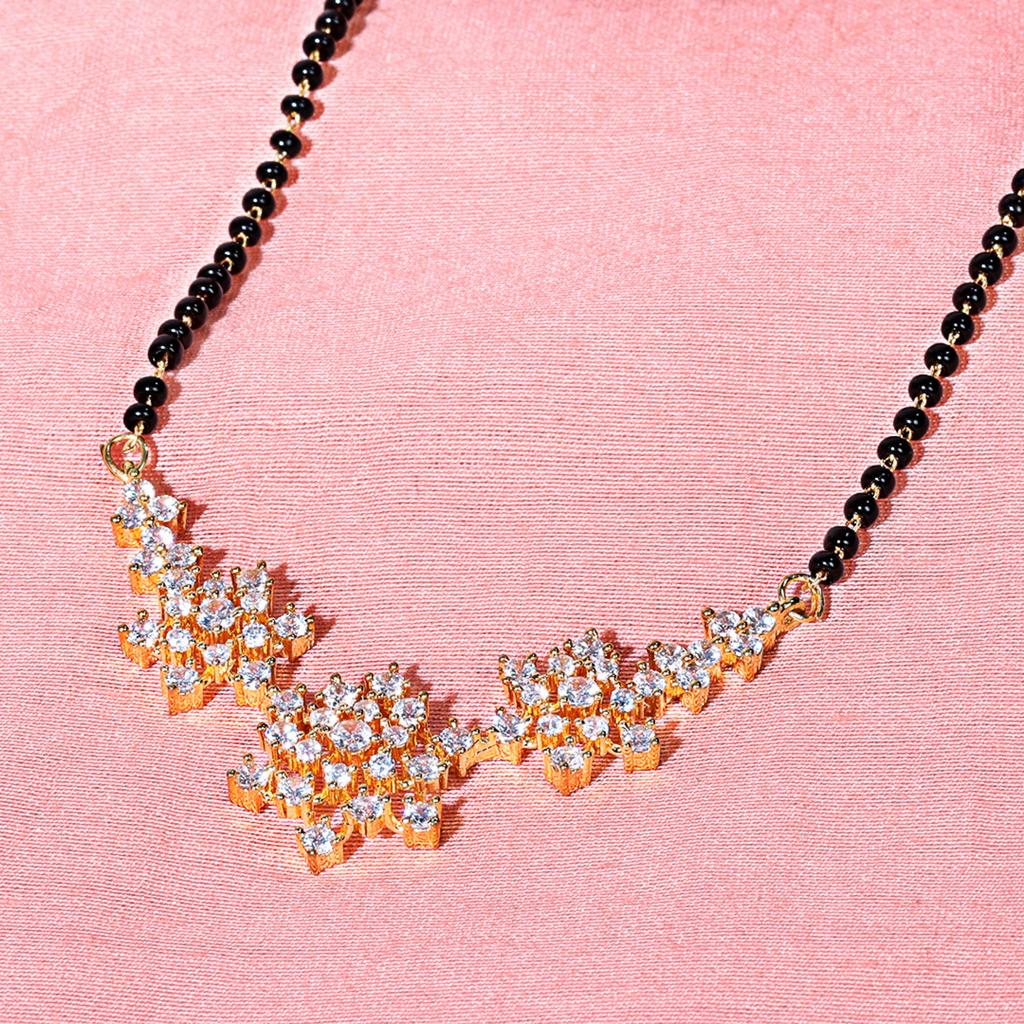Abdesigns Diamond Mangalsutra, Gold Plated Indian Mangalsutra, Bollywood Actress Mangalsutra, Synthetic Lab Grown Diamond Mangalsutra
