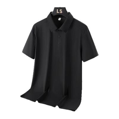 Sommar Sömlös Kortärmad Pikétröja för Män, Andningsbar Snabbtorkande Lättviktig T-shirt, Casual Krage, Enfärgad Topp