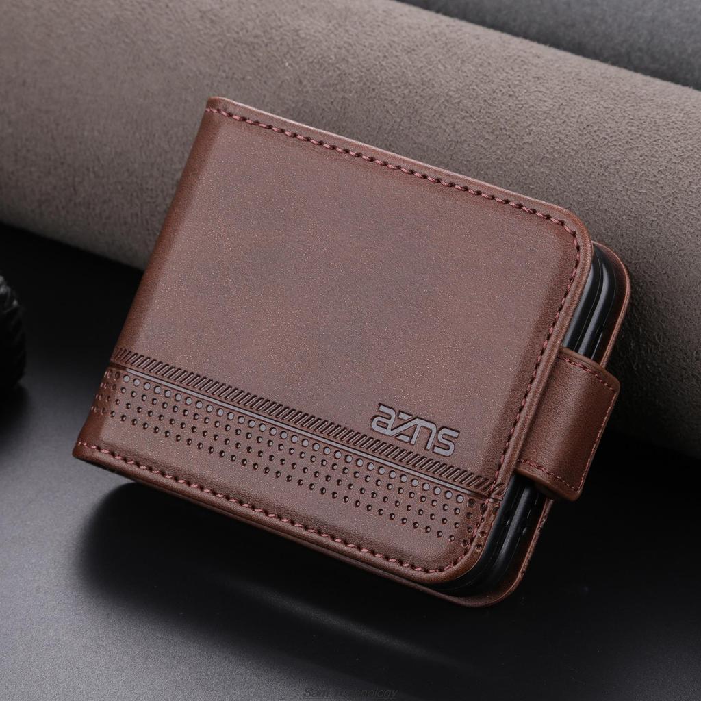 Deluxe Magnetic Adsorption Leather Fitted Case for Samsung Galaxy Z Flip 5 / Z Flip5 Flip Cover Protective Case Fundas Coque