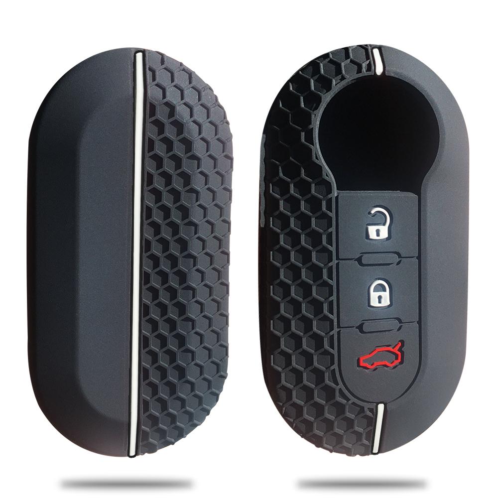 Silicone Car Key Cover Case for Fiat 500 Panda Dubbed Grande Punto Stilo 500x Ducato Remote Auto Folding Flip Key Holder Case
