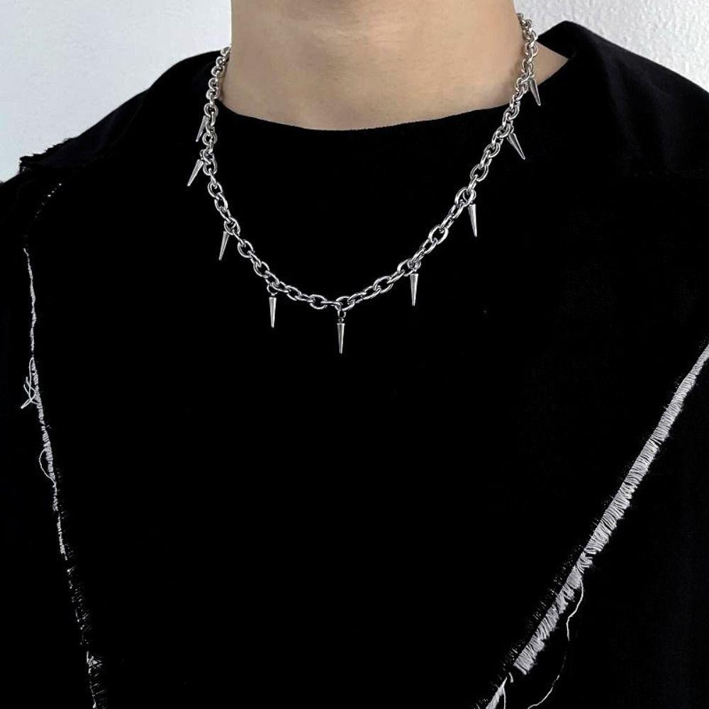 

Punk Conical Design Necklace Titanium Steel Geometric Conical Necklace Men Geometric short cone