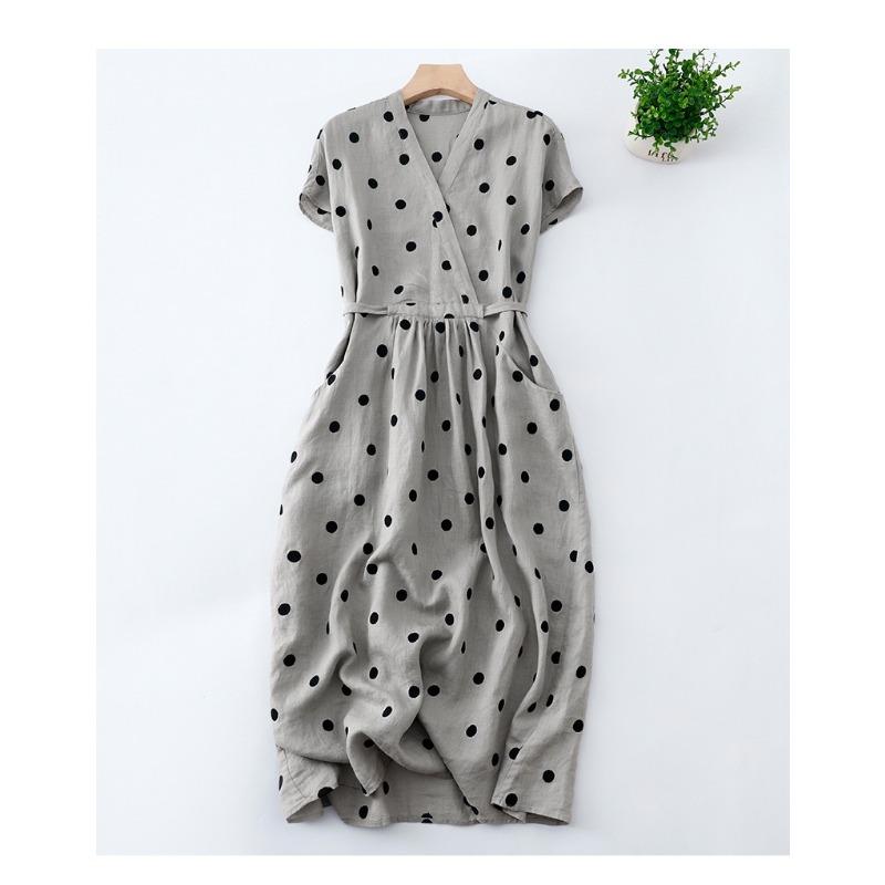 Kleid Temperament Elegant Locker Lässig V-Ausschnitt Punktemusterkleid