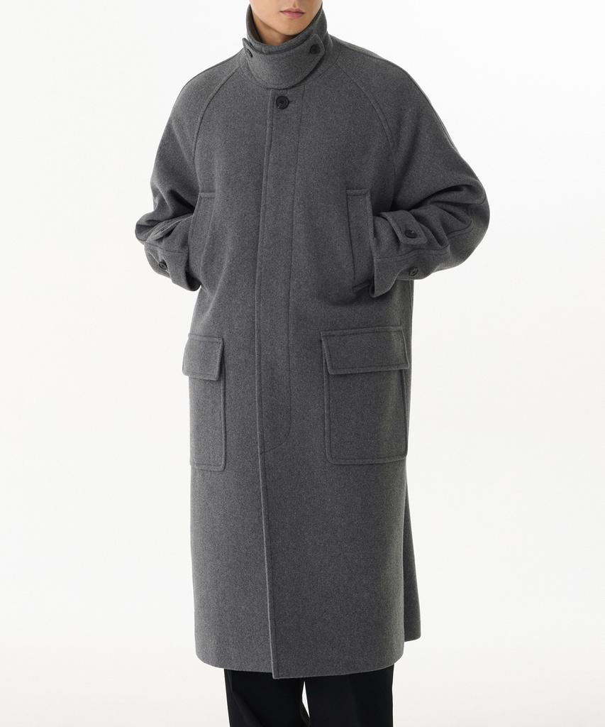 Musinsa Standard Wool Blend Oversized Muff Balmacaan Coat [Medium Grey]