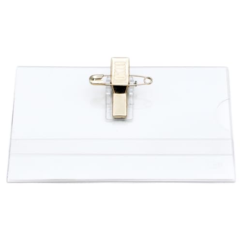 Green Week Business Card Type Name Tags, Set of 50, with Safety Pin and Clip Attachment, Name Tag Case GWM-50
