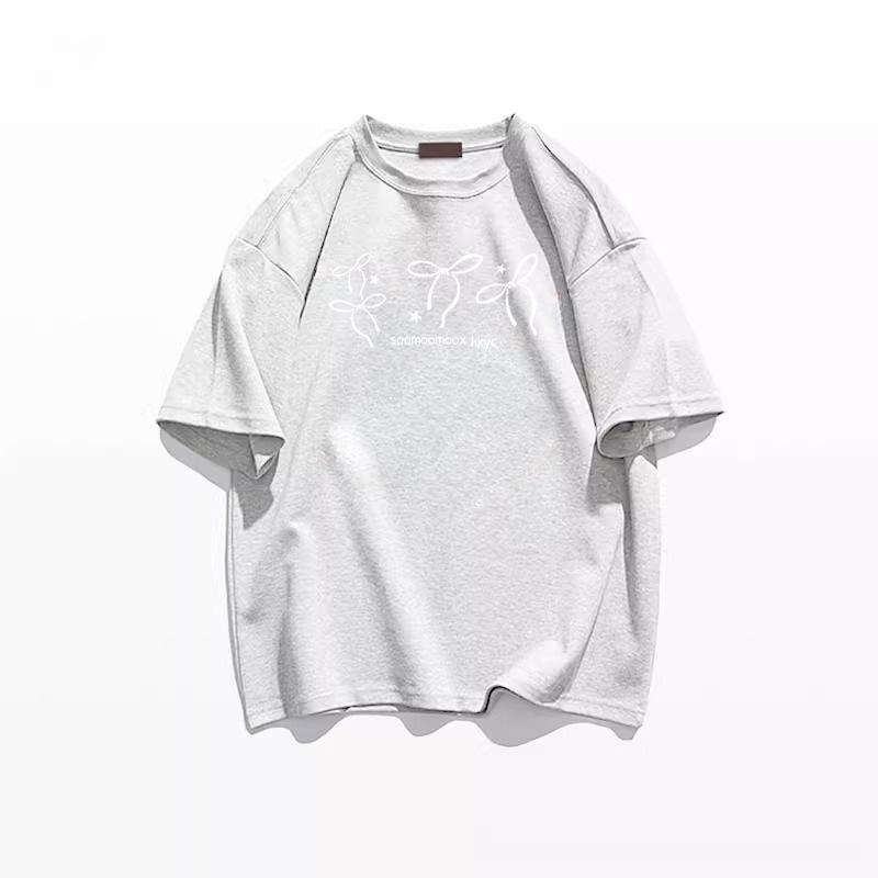 Damen High Street 100% Baumwolle Schleife Kurzarm T-Shirt - Nischendesign Sommeroberteil