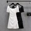 2026 Summer French Style Puff Sleeve Dress - Elegant Irregular Short Skirt for Women