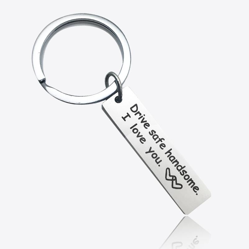Drive Safe Stainless Steel Keychain Romantic Safety Reminder Stylish Car Key Pendant Practical Gift for Him