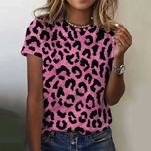 Sexy and Fashionable Leopard Print Casual Short Sleeved Street Women's T-shirts