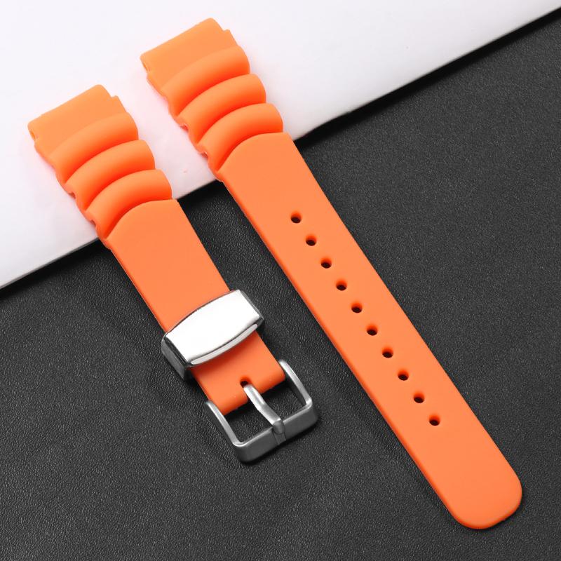 

20mm 22mm Silicone Strap Rubber Waterproof Bracelet for Men Women Sport Replacement Watch Band for Seiko for SKX007 SKX009 Belt 20mm помаранчевий