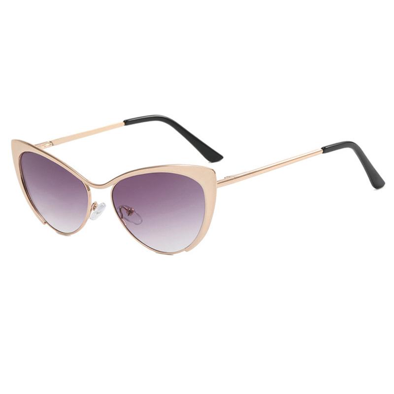 SHAUNA Anti-Blue Light Fashion Women Cat Eye Optical Glasses Frames Spring Hinger Metal Gradient Sunglasses UV400