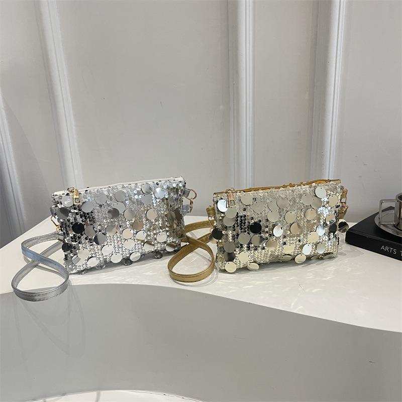 Fashion Popular Sequins Mobile Phone Small Square Bag Women's New Niche Design Shoulder Bag Mini Bag