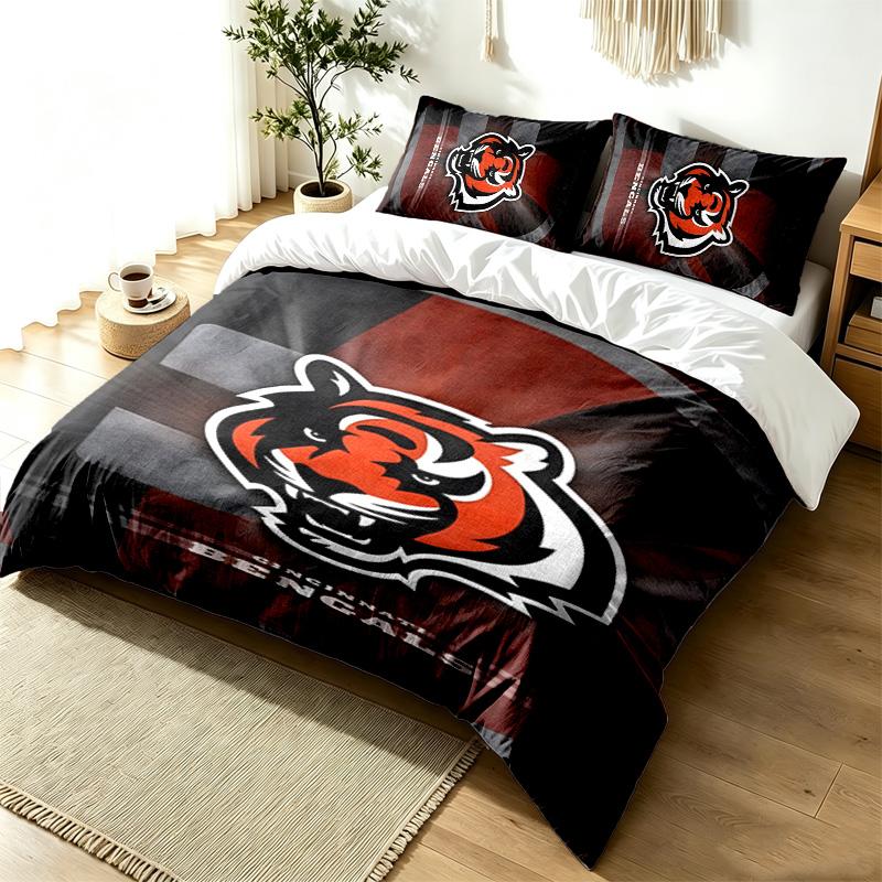 Cincinnati Bengals 3pc Duvet Cover Set Simple Modern Bedding Set Wrinkle Resistant Soft Fabric All Season Use a perfect gift