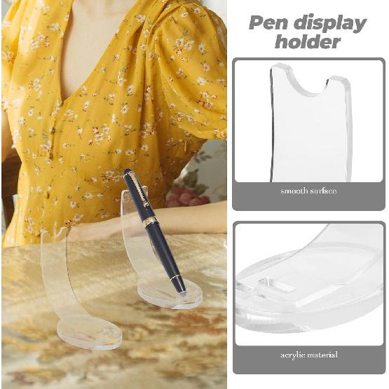 2 Pieces Acrylic Electronic Pen Holder - Single Pencil Pen Display Stand - Fountain Pen Ballpoint Pen Display Rack Makeup Brush Holder for Desk Home