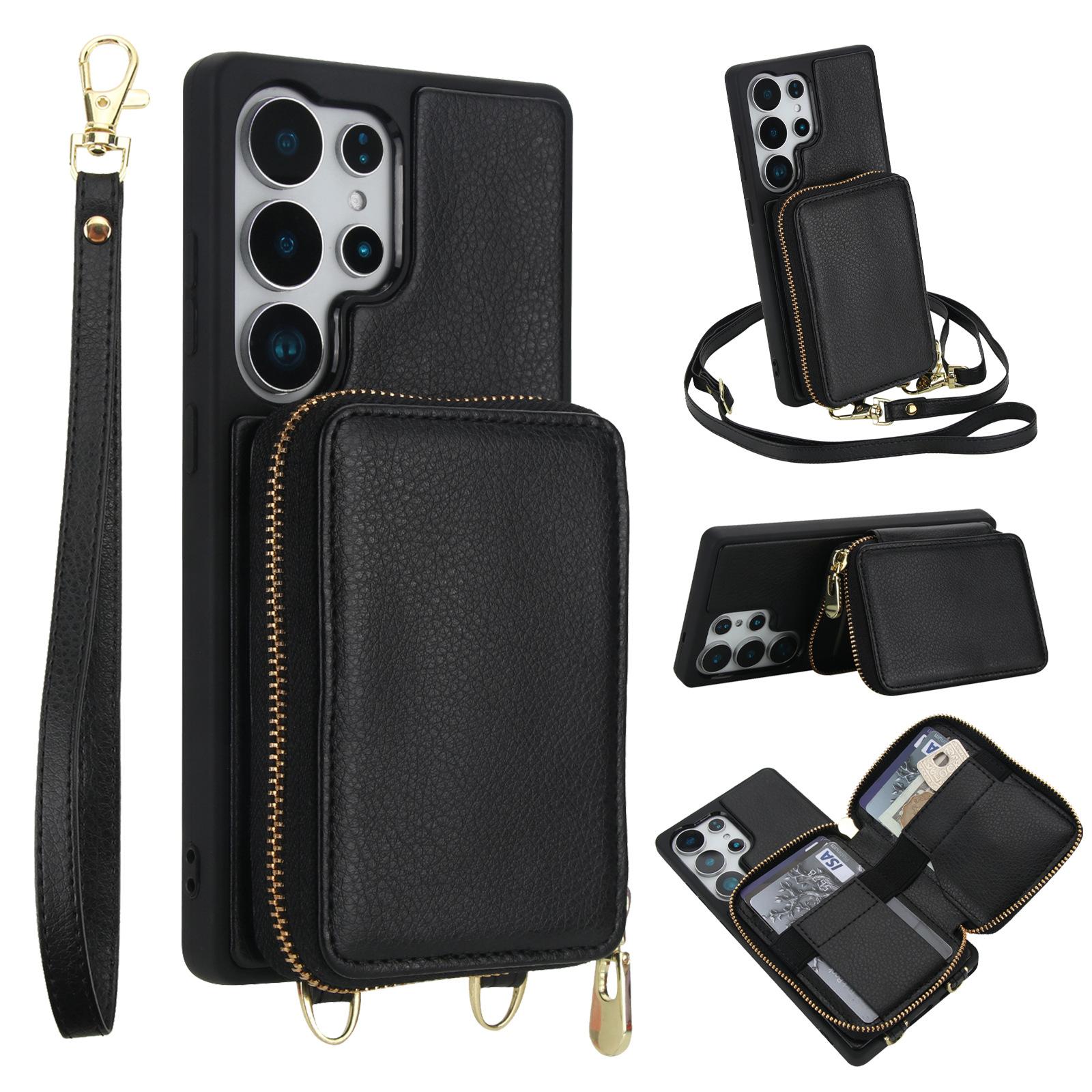 

Samsung S25 Ultra Multi Function Leather Case A16 Card Phone Case Crossbody Zipper Mobile Phone Case A14 5G A14 4G