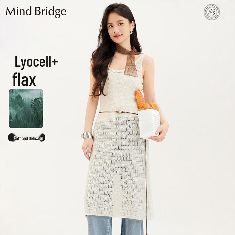 Mind Bridge Tencel Blend V-Neck Knit Slip Dress L