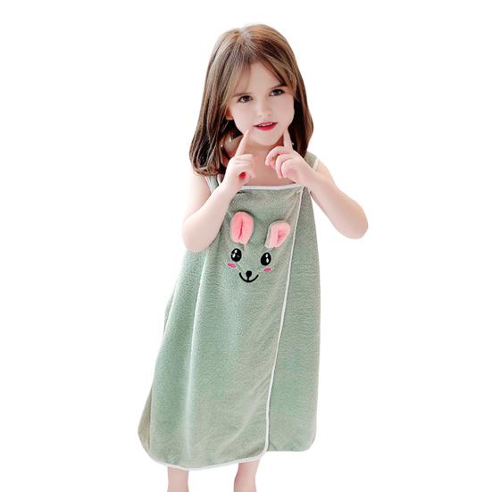 

Дитяча банна спідниця з кролячими вушками, абсорбуючий банний рушник, плаття з коралового вельвету, банний халат у стилі сукні з бретелями для пляжу, басейну S зелений