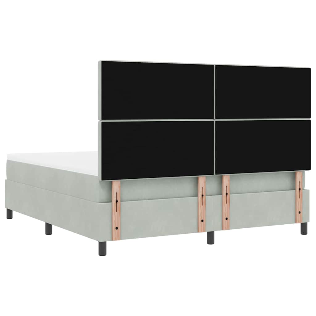 Box Spring Bed with Mattress Light Grey 180 X 200 Cm Velvet