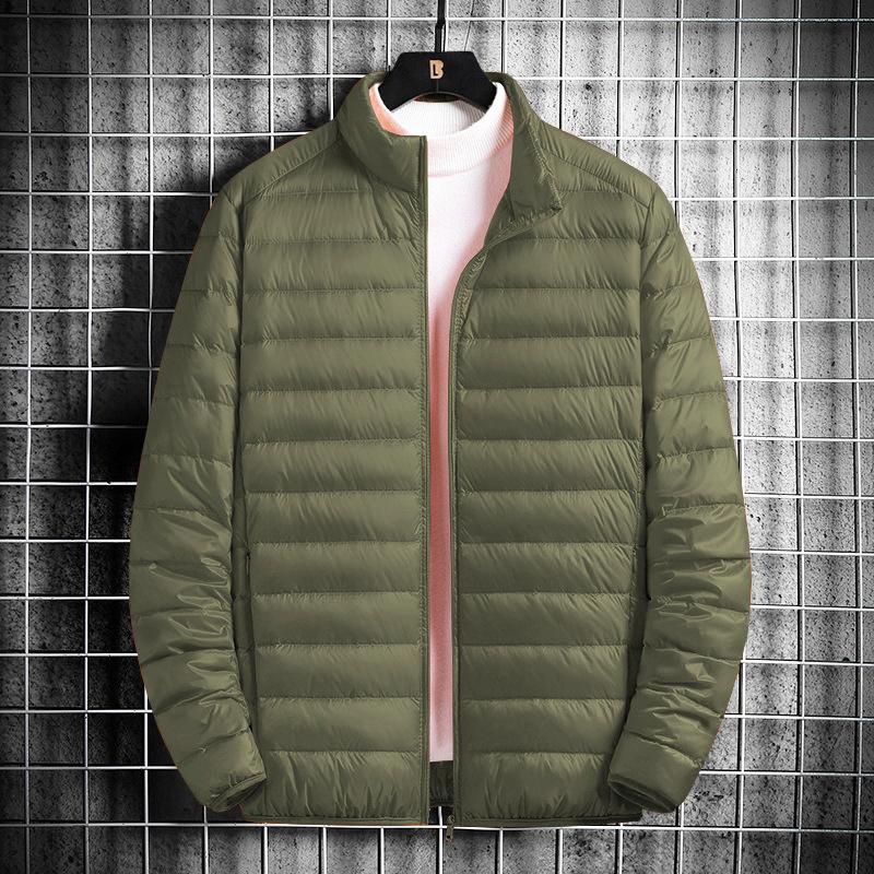 Men's Autumn/Winter Simple Lightweight Hooded Jacket Youth Stand-Up Collar Plus Size Causal Jacket