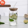 Hi Durable Tea Juice Milk Glass Cup Can Shape Coffee Mug Wine Glass Drink Cup With Straw High Borosilicate Glass Drinkware