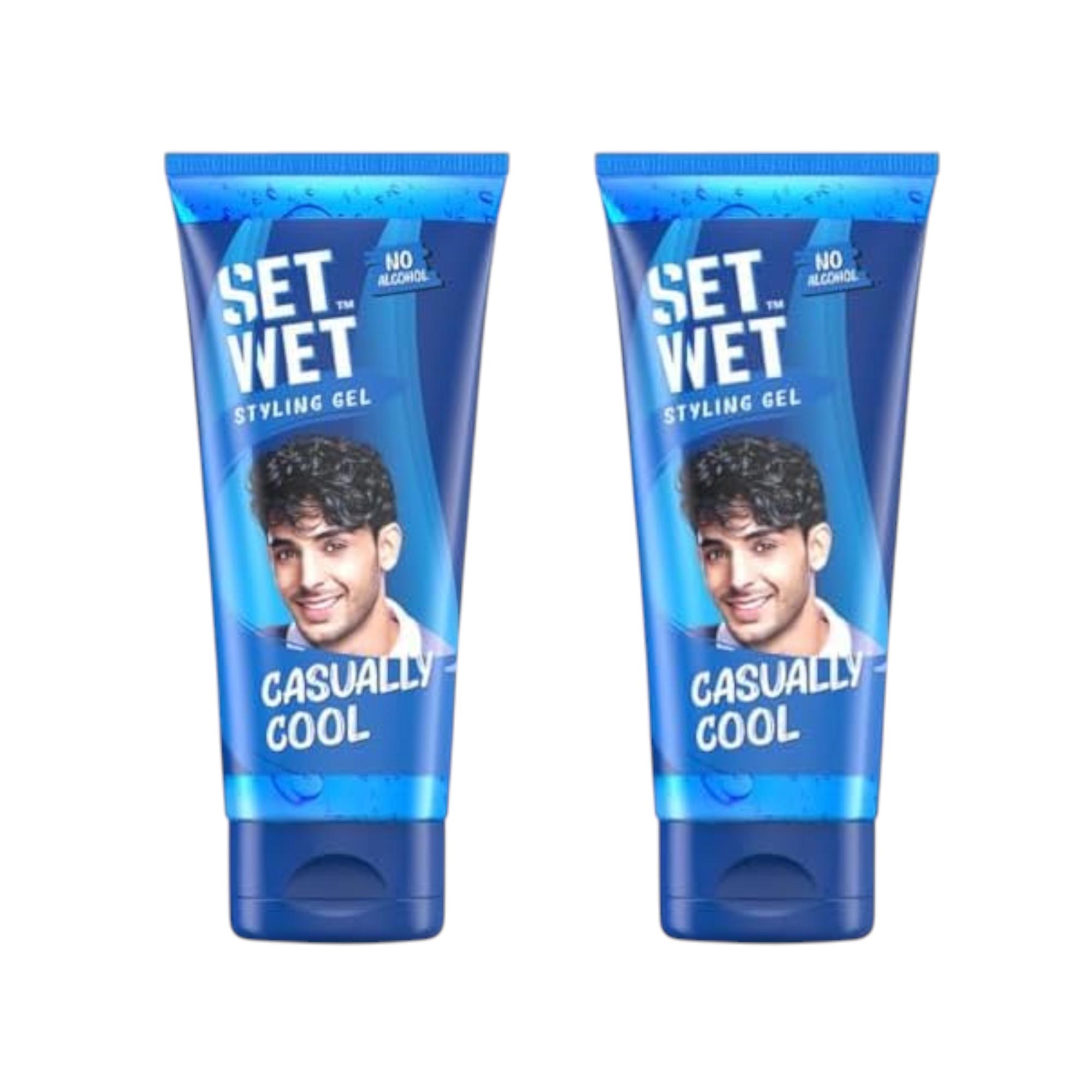 

Set Wet Styling Hair Gel for Men Casually Cool Medium Hold High Shine 100gm Pack of 2