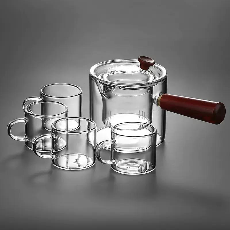 Ceainic de sticlă rezistent la temperaturi ridicate, cu conținut ridicat de siliciu și bor, pentru gătit acasă, poate fi încălzit, set de ceai în jurul aragazului, gătiți ceai