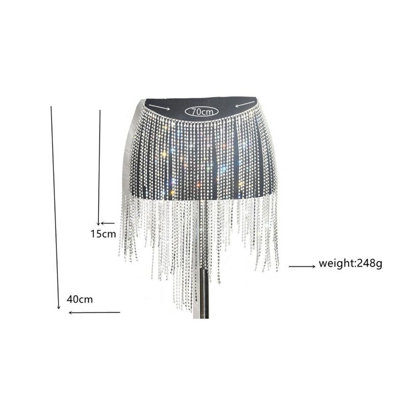 Waist Chain Body Chainsexy Shiny Tassel Rhinestone Skirt Belly Dance Body Chain
