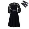 2024 European American Style Women Sexy Lace Pleated Hollow Dress