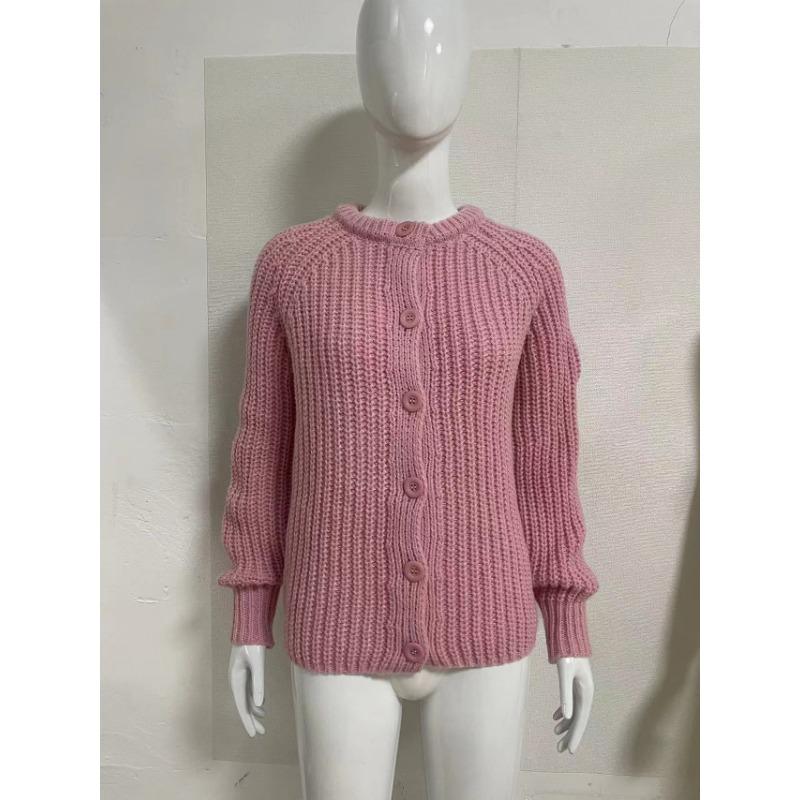 Herbst und Winter Neu Lockerer und Lässiger Stil Einfarbiger Langarm-Cardigan-Pullover für Damen