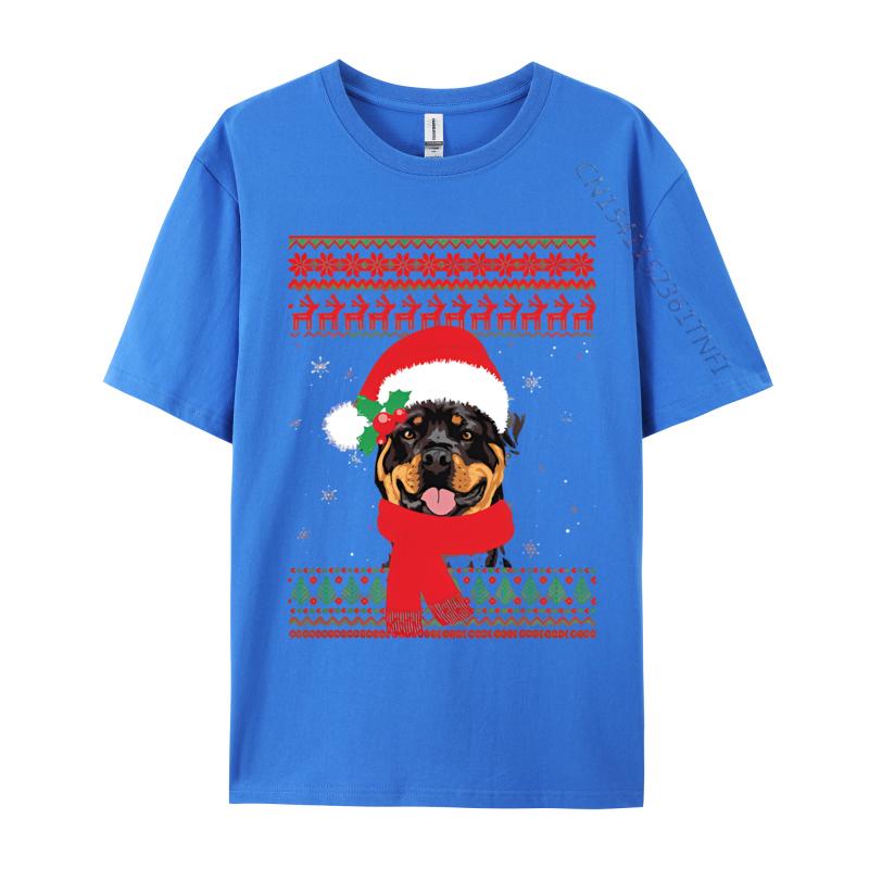 Graphic T Shirts Men Cotton Ugly Christmas Rottweiler Santa Hat Tshirt Mens Tshirt Premium Quality Unique Art Tees