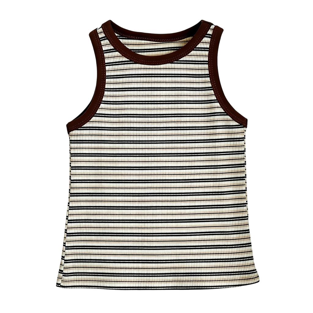 Ärmellose Kinderweste mit lässigem Streifenmuster, Rundhalsausschnitt, Modisches ärmelloses Tanktop
