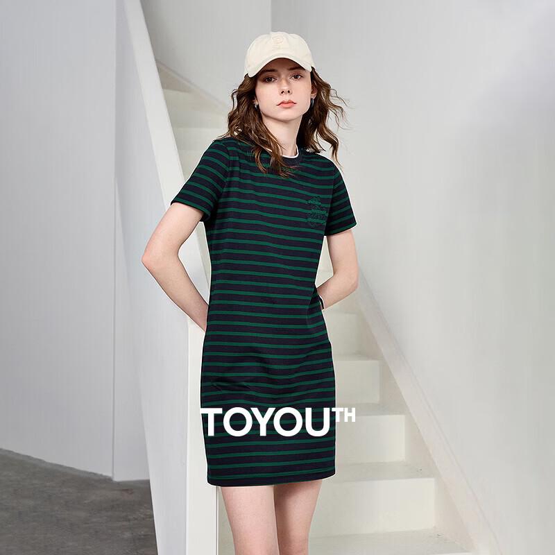 Women s Nautical Stripe A-Line T-Shirt Dress S