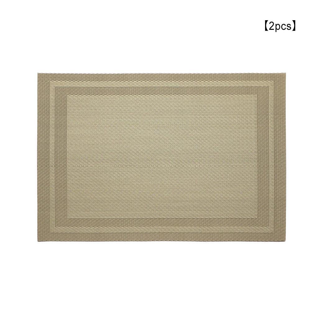2Pcs Placemats Braided Table Mats Pad Place Mat Wine Coasters PVC Bowl Anti-Skid Home Kitchen Hotel Dining Tables Decor